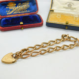 Georg Jensen 9ct Rose Gold Curb Link Charm Bracelet Heart Lock Vintage 1959