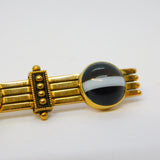 Victorian 15ct Yellow Gold & Banded Agate Bar Brooch Antique c1860
