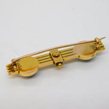Victorian 15ct Yellow Gold & Banded Agate Bar Brooch Antique c1860