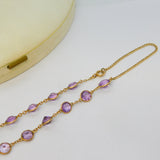 19th Century Boxed 14ct Yellow Gold & Faceted Purple Amethyst Necklace Antique