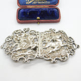 Edwardian Sterling Silver Medieval Hunting Scene Nurses Buckle 1903 Birmingham