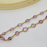 19th Century Boxed 14ct Yellow Gold & Faceted Purple Amethyst Necklace Antique