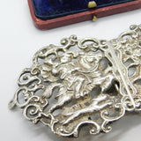 Edwardian Sterling Silver Medieval Hunting Scene Nurses Buckle 1903 Birmingham