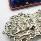 Edwardian Sterling Silver Medieval Hunting Scene Nurses Buckle 1903 Birmingham