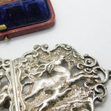 Edwardian Sterling Silver Medieval Hunting Scene Nurses Buckle 1903 Birmingham