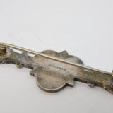 Edwardian Sterling Silver Enamel German Shepherd Bone Shaped Brooch Antique c1910