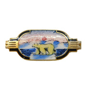 Norne Aksel Holmsen Sterling Silver Enamel Polar Bear Brooch Antique c1940