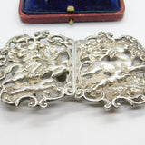 Edwardian Sterling Silver Medieval Hunting Scene Nurses Buckle 1903 Birmingham