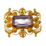 George III 20ct Yellow Gold Cannetille Work Foil-Back Paste Brooch Antique c1820