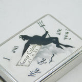 Victorian Sterling Silver Enamel 'Who The Devil Are You' Vesta Case Antique