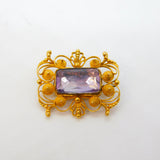 George III 20ct Yellow Gold Cannetille Work Foil-Back Paste Brooch Antique c1820