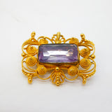 George III 20ct Yellow Gold Cannetille Work Foil-Back Paste Brooch Antique c1820