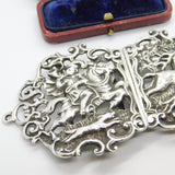 Victorian Sterling Silver Stag Hunting Scene Nurses Buckle 1899 Birmingham
