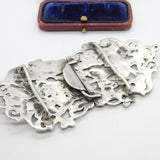 Victorian Sterling Silver Stag Hunting Scene Nurses Buckle 1899 Birmingham