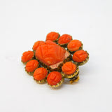 George III 9ct Gold, Carved Red Coral, Hair Set Mourning Brooch Antique c1820