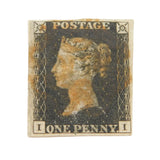 Victorian I-I Penny Black Postage Stamp, Unused No Gum Antique 1840