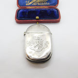 Victorian Sterling Silver Crested Vesta Case from Horace 1892 Birmingham Antique
