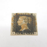 Victorian I-I Penny Black Postage Stamp, Unused No Gum Antique 1840