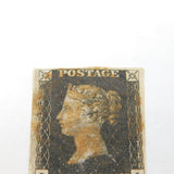 Victorian I-I Penny Black Postage Stamp, Unused No Gum Antique 1840