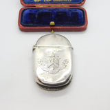 Victorian Sterling Silver Crested Vesta Case from Horace 1892 Birmingham Antique
