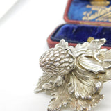 Georgian Cast Sterling Silver Strawberry Vine Teapot Finial Antique c1834