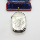 Victorian Sterling Silver Crested Vesta Case from Horace 1892 Birmingham Antique
