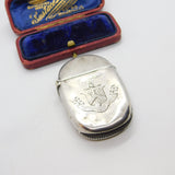 Victorian Sterling Silver Crested Vesta Case from Horace 1892 Birmingham Antique