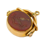 Welsh 10ct Gold Carnelian, Bloodstone 'Duw A Digon' Heraldic Spinner Fob Antique c1840