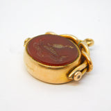 Welsh 10ct Gold Carnelian, Bloodstone 'Duw A Digon' Heraldic Spinner Fob Antique c1840