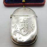 Victorian Sterling Silver Crested Vesta Case from Horace 1892 Birmingham Antique