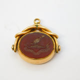 Welsh 10ct Gold Carnelian, Bloodstone 'Duw A Digon' Heraldic Spinner Fob Antique c1840