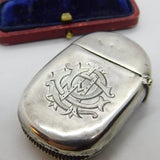 Victorian Sterling Silver Crested Vesta Case from Horace 1892 Birmingham Antique