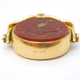 Welsh 10ct Gold Carnelian, Bloodstone 'Duw A Digon' Heraldic Spinner Fob Antique c1840