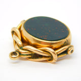 Welsh 10ct Gold Carnelian, Bloodstone 'Duw A Digon' Heraldic Spinner Fob Antique c1840