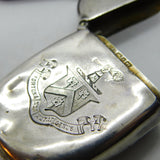 Victorian Sterling Silver Crested Vesta Case from Horace 1892 Birmingham Antique