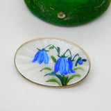 David Andersen Norway Sterling Silver Guilloche Enamel Floral Brooch Antique c1930