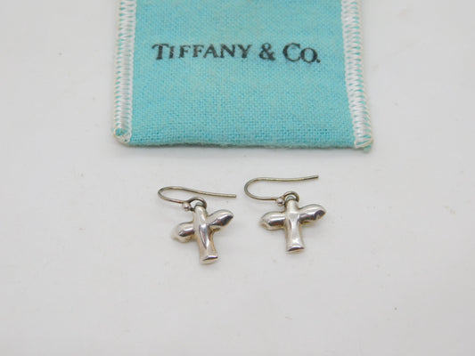 Tiffany & Co. Sterling Silver Elsa Peretti Dove Bird Hook Earrings Vintage