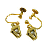 9ct Yellow Gold Lantern Form Screw-Back Earrings Antique c1920 Art Deco