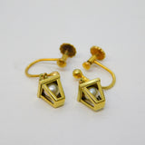 9ct Yellow Gold Lantern Form Screw-Back Earrings Antique c1920 Art Deco