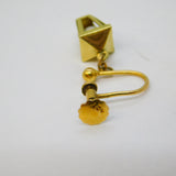 9ct Yellow Gold Lantern Form Screw-Back Earrings Antique c1920 Art Deco