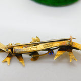 Edwardian 9ct Yellow Gold & Paste Swallow Sweetheart Brooch Antique c1910