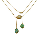 Victorian 15ct Gold, Freshwater Pearl & Turquoise Drop Necklace Antique c1880