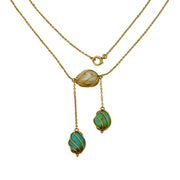 Victorian 15ct Gold, Freshwater Pearl & Turquoise Drop Necklace Antique c1880