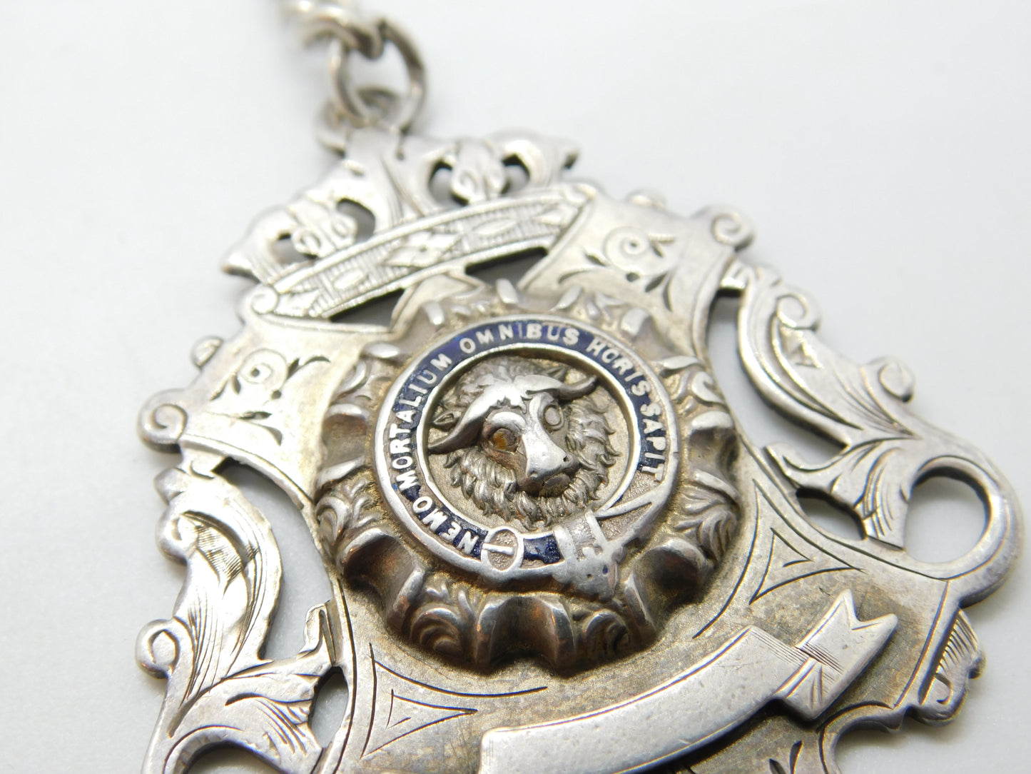 Edwardian Sterling Silver Graduating Albert Watch Chain Masonic Fob Antique 1902