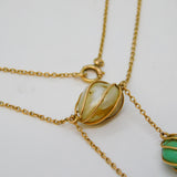 Victorian 15ct Gold, Freshwater Pearl & Turquoise Drop Necklace Antique c1880