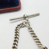 Edwardian Sterling Silver Graduating Albert Watch Chain Masonic Fob Antique 1902