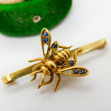 9ct Yellow Gold Sapphire Set Insect or Honey Bee Brooch Antique 1931 Birmingham