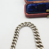 Edwardian Sterling Silver Graduating Albert Watch Chain Masonic Fob Antique 1902