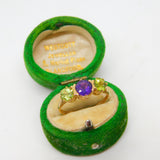 9ct Gold, Amethyst & Peridot Suffragette Dress Ring Vintage c1990 Birmingham