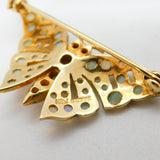 9ct Yellow Gold, Ethiopian Opal & Ruby Butterfly Brooch Vintage 1984 London
